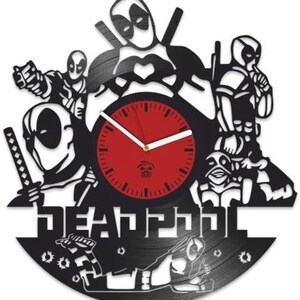 Deadpool Marvel vinylskiva handgjord väggklocka superhjältekonstverk sovrumsväggdekoration pojke jubileumspresentidé för honom