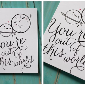 Out of this world, Valentine&#39;s Day Card Printable, Valentines Day Card Download, Funny Valentines Day Card, Cute Valentines