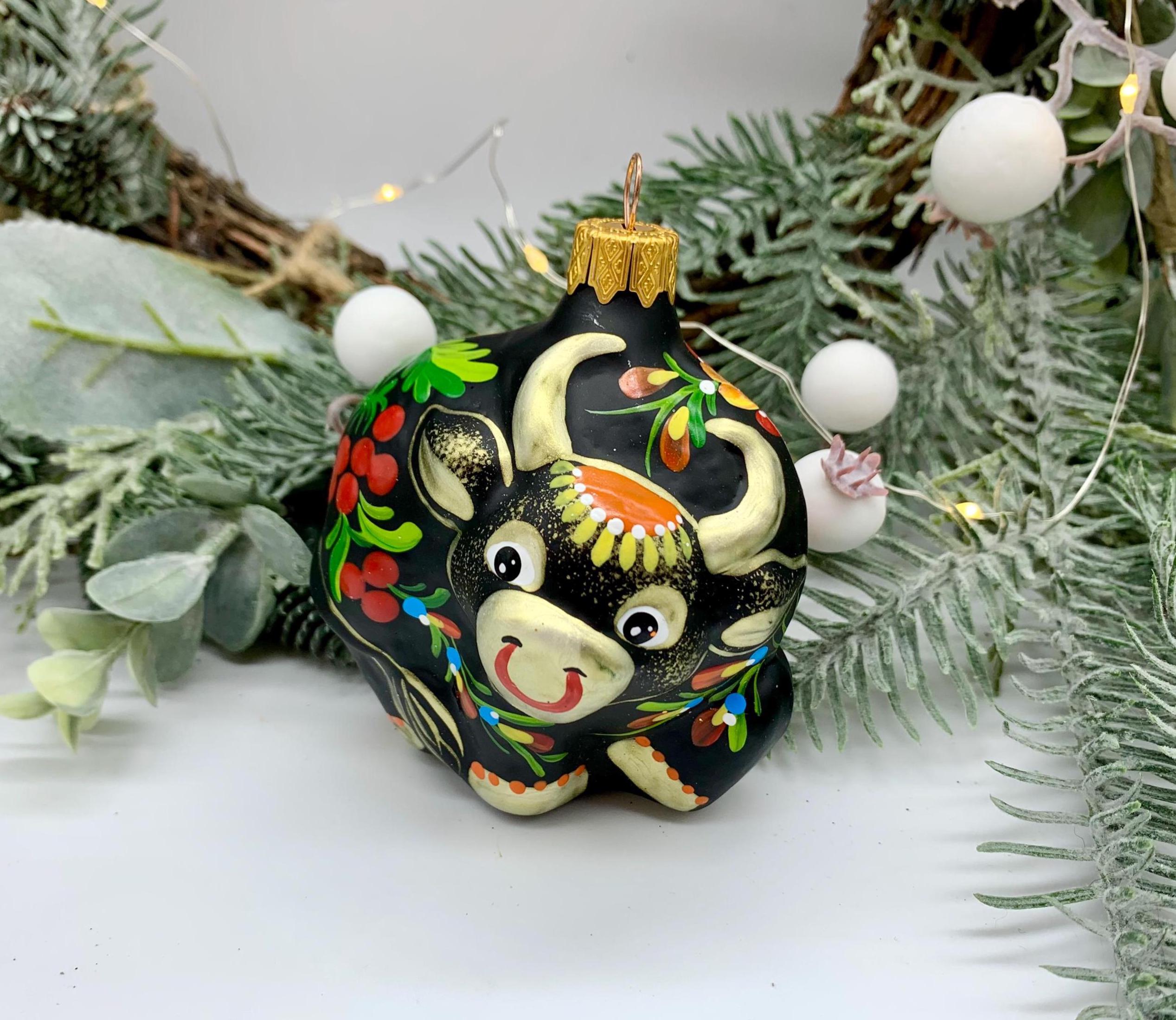 Christmas Glass Ornament Handmade – Luxury Blown Glass Holiday Bauble – Vintage-Inspired Tree Decoration – Elegant Festive Touch