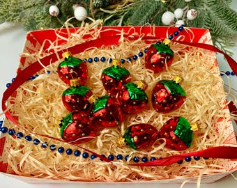 ガラス製のイチゴのクリスマスオーナメント、コレクターズアイテム