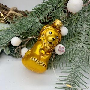 Classic Glass Christmas Decoration – Lion Handmade Xmas Bauble, Christmas Glass Ornament, Vintage style decor - Handmade Christmas Gift