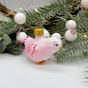 Christmas Glass Ornament Handmade – Bird Classic Holiday Tree Bauble – Hand-Blown Retro Decoration – Collectible Festive Keepsake