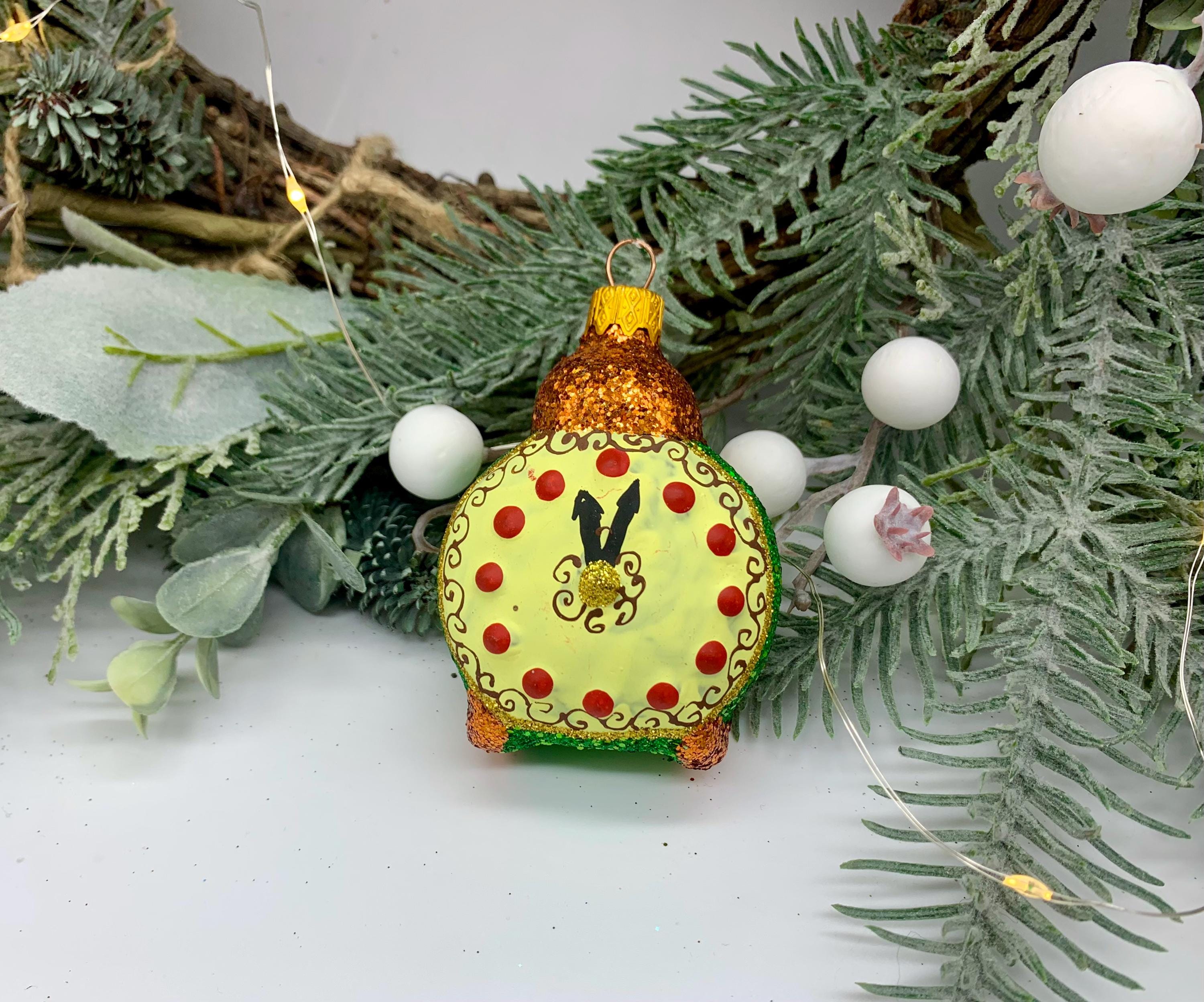 手作りガラスクリスマスオーナメント – 時計手描きクリスマスボーブル