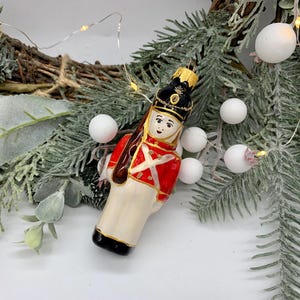 Handmade Christmas Glass Ornament – Soldier Unique Retro Tree Decoration – Festive Art Glass Bauble – European Style Holiday Keepsake