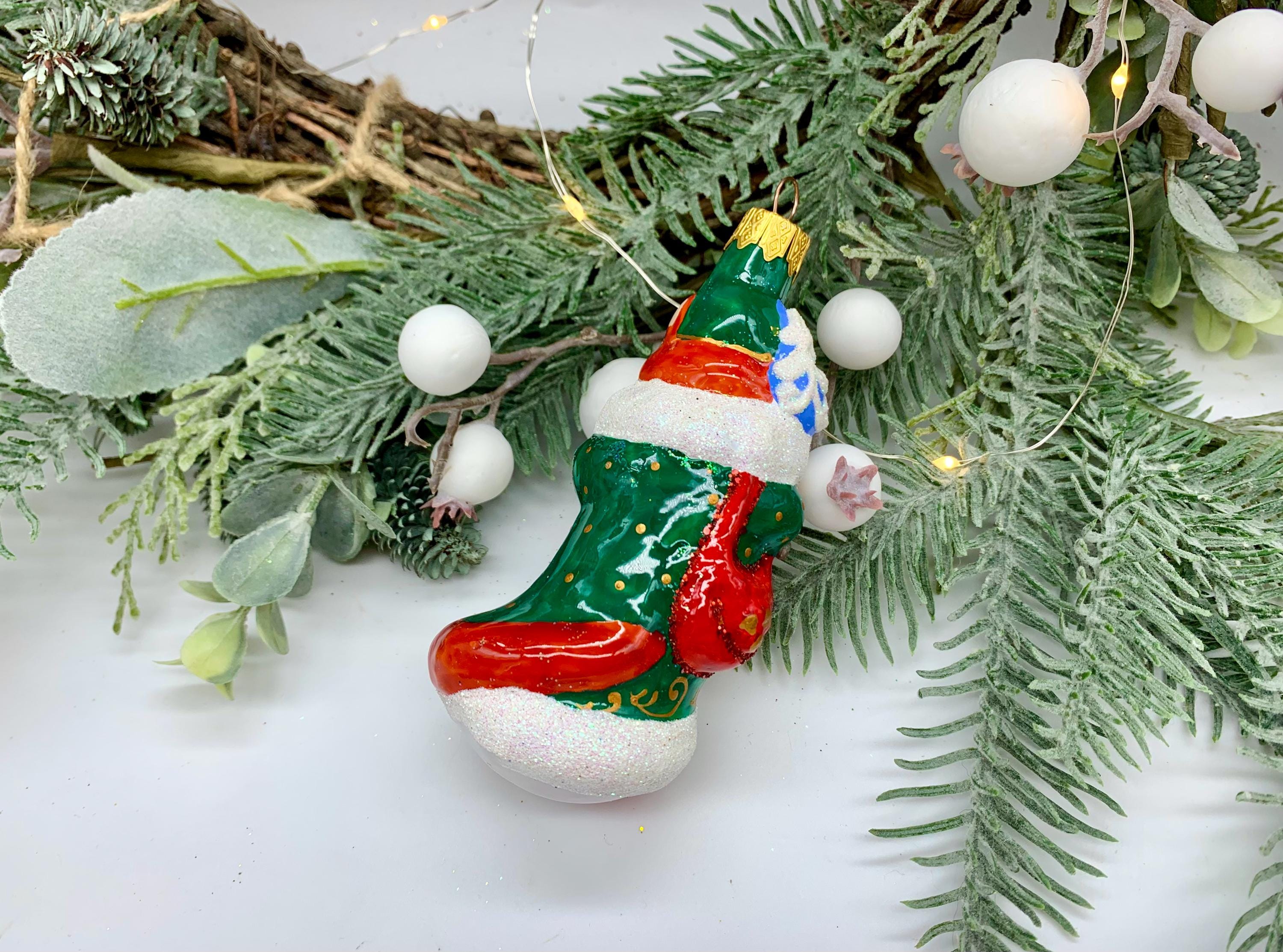 手作りのクリスマスガラスオーナメント - キツネの鮮やかなホリデー 