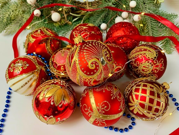 Set 42 Ornamenti Natalizi FestiveBliss - Palline Di Natale In Oro E Bianco, Varie Forme E Finiture (lucide, Opache, Glitterate), Con Cordini Per Appendere