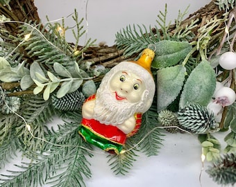 Décoration de Noël en verre faite main - Décoration de père Noël vintage à collectionner, décoration de Noël en verre, décoration de style vintage - Cadeau de Noël