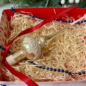 Champagne Tree Topper – Elegant Glass Finial Ornament – Handmade Christmas Tree Decoration – Vintage Style Holiday Decor