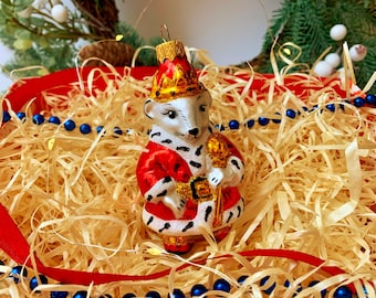 Handgefertigte Glas Maus König Ornament - Nussknacker inspirierte Weihnachtsbaum Dekoration - Vintage Stil Urlaub Sammlerstück - Märchen Dekor