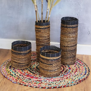 Handvävd sjögräskorgvasset: Java Boho heminredning