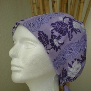 Purple Aloha -Women&#39;s Tie-back Surgical Scrub Hat