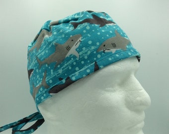 Snarky Shark - Men’s Tie-back Surgical Scrub Hat