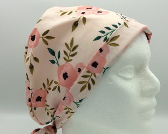Blush Floral - Women's Tie-back Surgical Scrub Hat