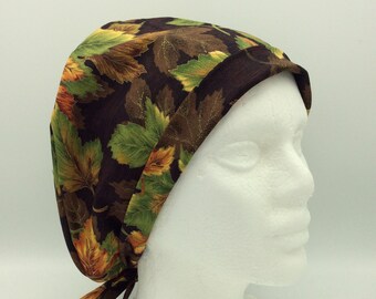 Fall Leaves - Women's Tie-back Surgical Scrub Hat