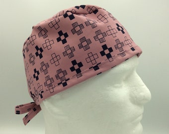 Kona Cross Mauve - Men's Tie-back Surgical Scrub Hat