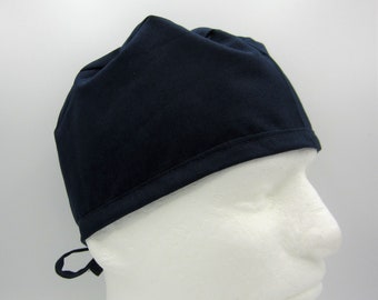 Solid Midnight Navy Blue - Men's Tie-back Surgical Scrub Hat