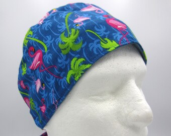 Palms Flamingo - Small Unisex Tie-back Scrub Hat