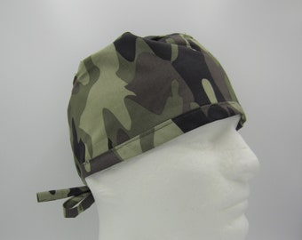 Camouflage Green2 - Men's Tie-back Surgical Scrub Hat