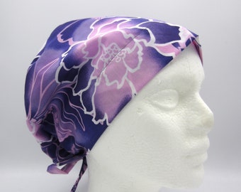 Purple Iris - Women's Tie-back Surgical Scrub Hat