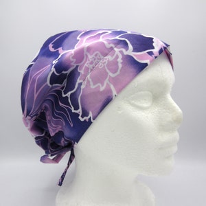 Purple Iris - Women&#39;s Tie-back Surgical Scrub Hat