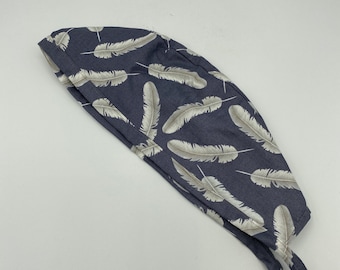 Gray Feathers - Men's Tie-back Surgical Scrub Hat