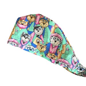 Hospital Cats -  Women&#39;s Tie-back Surgical Scrub Hat