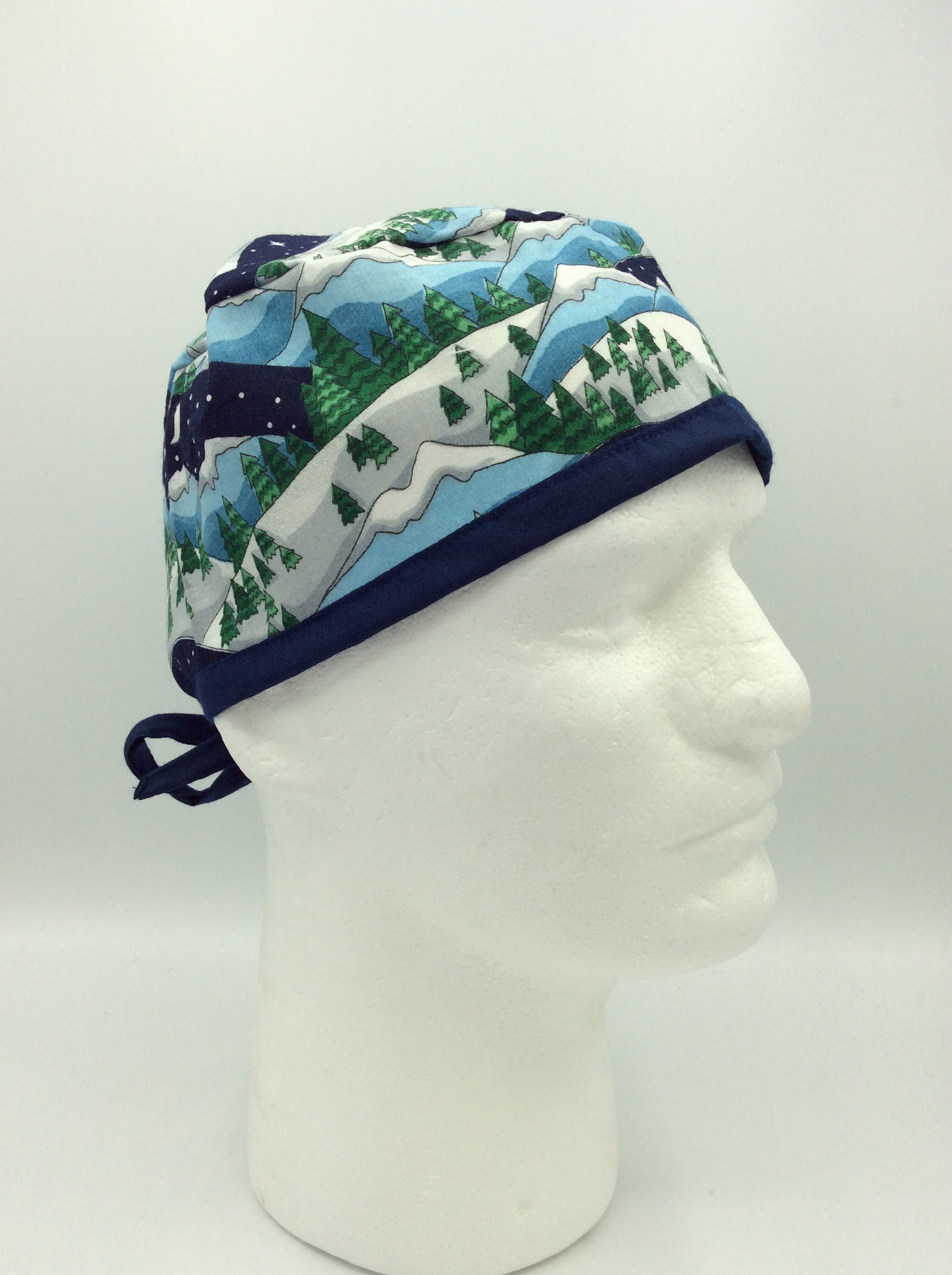 Men's Tie-back Surgical Scrub Hat Moon Phases