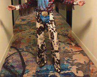 Handmade Natural Leather Western Chaps – Cowgirl Fringe Pants – Cowboy Rodeo Costume – Equestrian Gear – Gift for Him or Her