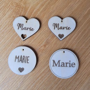 Marque-places en bois pour mariage, baptême, confirmation, communion