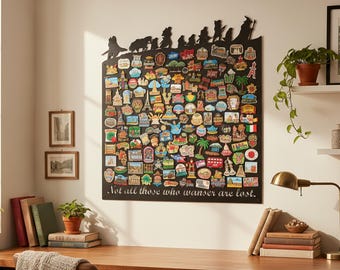 Epic Journey Silhouette Magnetic Board, Travel Scene Magnetic Display, Magnetic Metal Display for Travel Souvenirs & Fridge Magnets