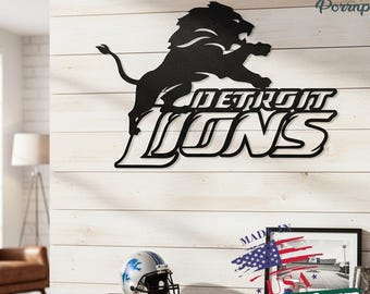 Detroit Lions Metal Wall Art, Custom NFL Team Sign, Personalized Football Man Cave Decor, Custom Metal Man Cave Decor, NFL Team Themed Gift
