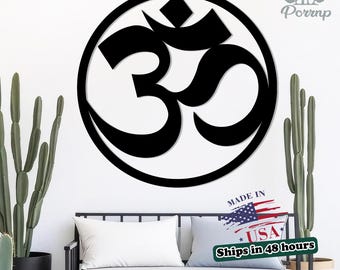 Spiritual Yoga Studio Decor,Zen Meditation Sign,Sacred Om Symbol Metal Art,Buddha Wall Decor for Meditation Spaces,Buddha Inspired Wall Art