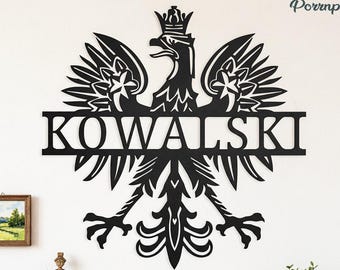 Custom Polish Heraldry Metal Wall Art,Heritage Polish Falcon Sign,Royal Falcon Crest Plaque,Custom Family Crest Wall Decor,Housewarming Gift