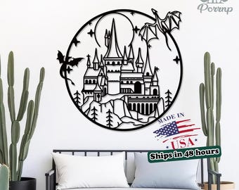 Enchanted Wizard Wall Art,Magic School Metal Sign,Fantasy Room Decor,Witch & Wizard Gift,Harry Potter Inspired Home Decor,Gaming Room Sign