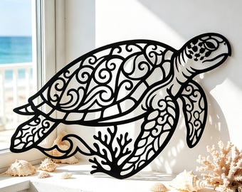 Sea Turtle Metal Wall Decor, Ocean Sea Creature Wall Decor, Coastal Nautical Indoor & Outdoor Wall Art, Beach House Wall Art