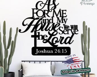 Personalized Bible Verse Wall Art,Joshua 24:15Metal Sign,Christian Home Decor,Religious Gift For Family,Rustic Farmhouse Scripture,Metal Art