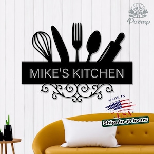 Personalized Kitchen Wall Decor,Custom Metal Sign for Chefs,Rustic Farmhouse Kitchen Art,Mother&#39;s Day Gift Idea,Funny Cooking Quote Decor