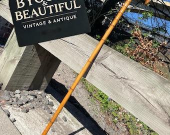 Vintage Bamboo Walking Cane – Derby Handle Gentleman’s Stick – Classic Lightweight Walking Aid