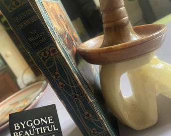 Vintage Onyx & Wood Bookend Ashtray: Mid-Century Modern Library Decor