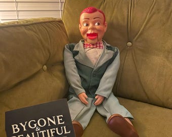 Pupazzo da ventriloquo vintage Jerry Mahoney: burattino Paul Winchell degli anni &#39;50 con scatola originale