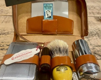 Gillette-scheerset jaren 50 – vintage leren reisset, gemaakt in Engeland