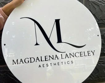 Rundes 3D-Business-Zeichen Wand | Benutzerdefinierte Acryl Salon Dekor | Acryl Business Logo Schild | Acryl Bürotür Beschilderung | Empfang Logo Zeichen