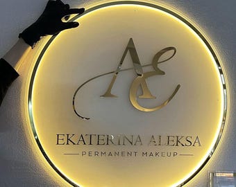 Custom Backlit  Acrylic Business Sign, LED Backlit Sign, Business Acrylic Sign, Round Acrylic Sign, Backlit Company Logo Sign