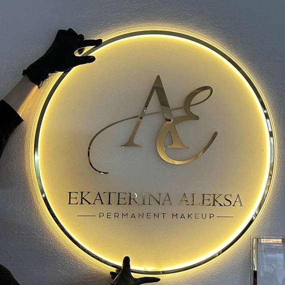 Custom Backlit  Acrylic Business Sign, LED Backlit Sign, Business Acrylic Sign, Round Acrylic Sign, Backlit Company Logo Sign