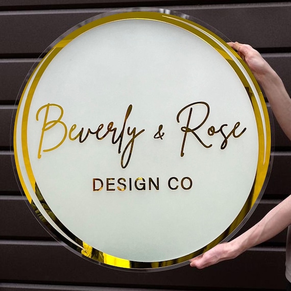 3D Custom Round Business Sign Wall | Acrylic Salon Decor | Acrylic Business Logo Sign | Acrylic office door Signage | Reception logo sign