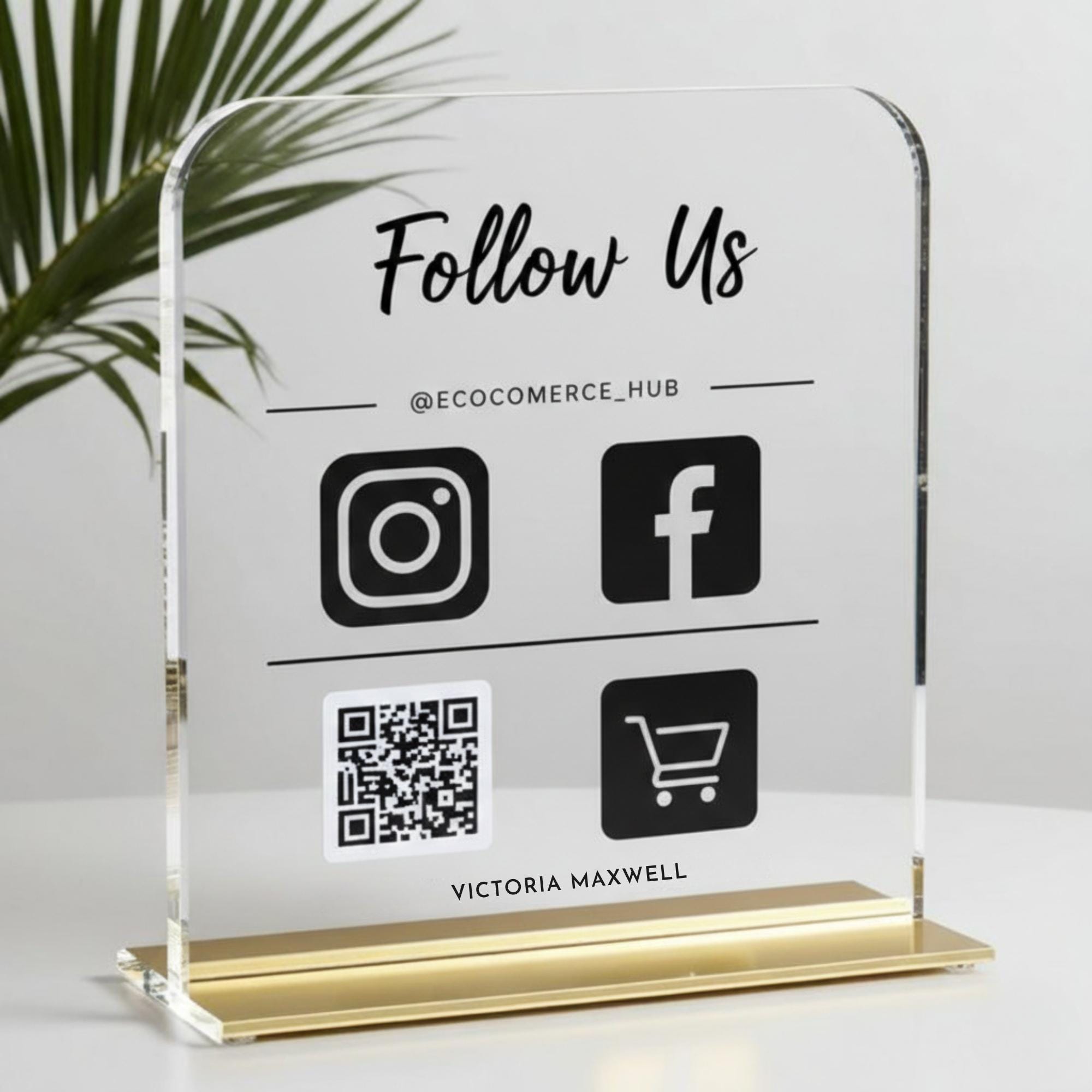 Custom QR Code Business Sign | Social Media Follow Sign | Acrylic Scan ...