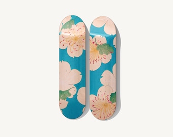 Dittico di tavole da skateboard Ukiyo-e – Arte murale Sakura Bloom
