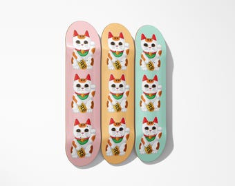 Calico Maneki-Neko Skateboard Wall Art – Lucky Cat Decor