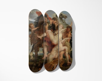 Rubens Skateboard Deck Triptych: Baroque Art Wall Panel