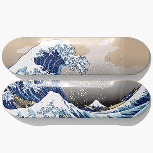Set of 2pcs The Great Wave off Kanagawa Skateboard Wall Decor, Pro Maple Wood, Modern Style Art, Unique Gift, Room Wall Art, Home Decor
